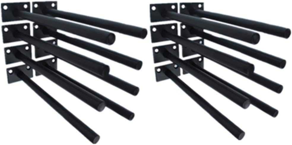 18 Pcs 8" Black Solid Steel Floating Shelf Bracket Blind Shelf Supports - Hidden Brackets for Floating Wood Shelves - Concealed Blind Shelf Support – Screws and Wall Plugs Included