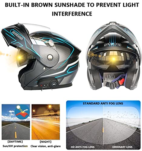 Casco Moto Modulare Bluetooth, Casco da Moto