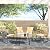 PAOLFOX 4 Piece Patio Conversation Sets,Wicker Patio Furniture Sets,Outdoor Patio Furniture,Outside Furniture,Backyard Furniture,Front Porch Furniture,Beige
