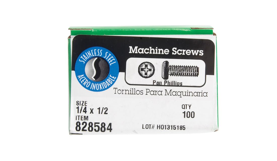 Hillman No. 1/4-20 in. x 1/2 in. L Phillips Pan Head Stainless Steel Machine Screws 100 pk