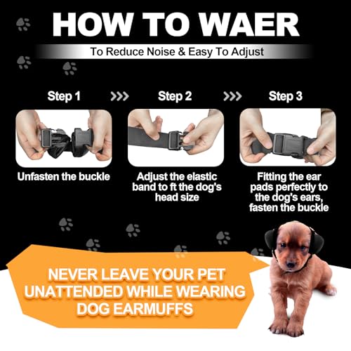 Image of PROHEAR Ungrade GEL Pads Dog Ear Muffs Hearing Protection for Dogs, NRR 28dB for Thunder, Hunting, Tourism,Large - Black