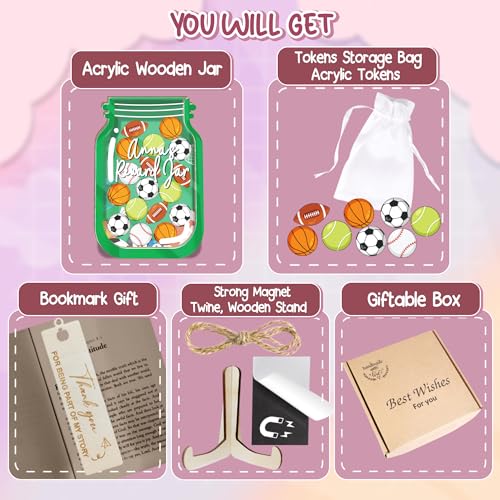 Image of Personalized Sports Magnetic Reward Jar Football, Basketball, Rugby, Baseball, Tennis Tokens Kids Potty Training Behavior Chart Toddlers Classroom Management Tools Back to School Gifts