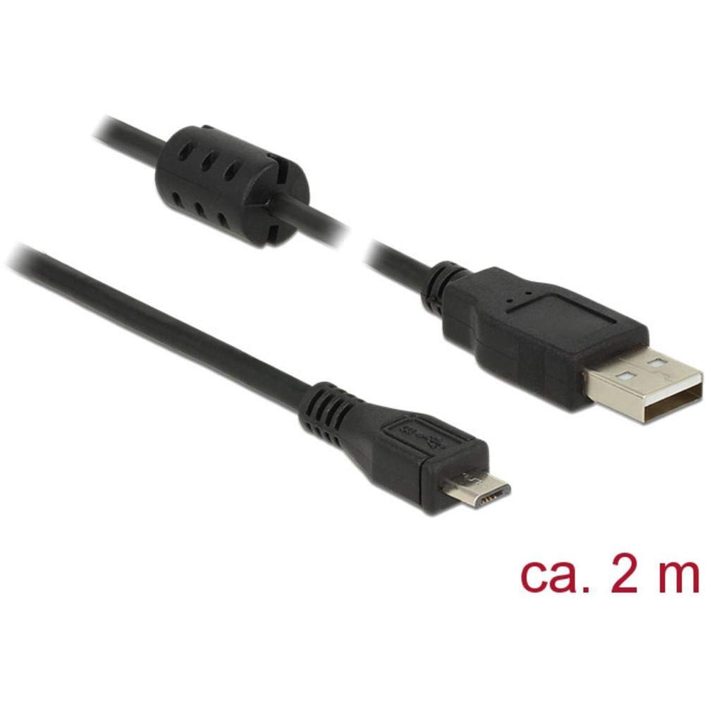 DeLOCK 2m, USB 2.0-​A/​USB 2.0 Micro-​B - Cable USB (USB 2.0-​A/​USB 2.0 Micro-​B, 2 m, USB A, Micro-​USB B, 2.0, Male connector / Male connector, Negro)