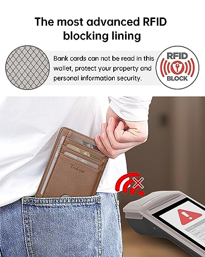 Image of Teskyer Slim Minimalist Wallet for Men, RFID Front Pocket Card Holder | Ultra Slim Front Pocket Design, 8 Card Slots, RFID Protection, Smooth Faux Leather for Everyday Carry