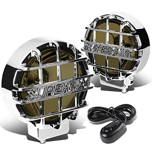 Image of Auto Dynasty 6 inch Round Fog Lights+Offroad Super 4X4 Guard+Switch Compatible with Grille /Brush /Bull bar (Smoke Lens Chrome Housing)