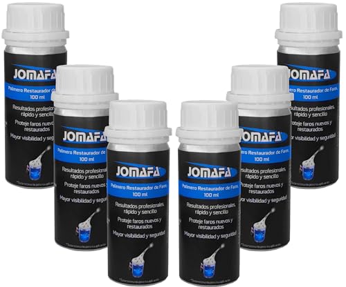 JOMAFA Pack POLIMERO LIQUIDO para Restaurar Faros, Botella DE 100ML (Pack de 3 Botes 300 ml o Pack 6 Botes 600 ml) (11130x6, Pack 6 POLIMERO LIQUIDO para Restaurar Faros, Botella DE 100ML (600ML), 6)