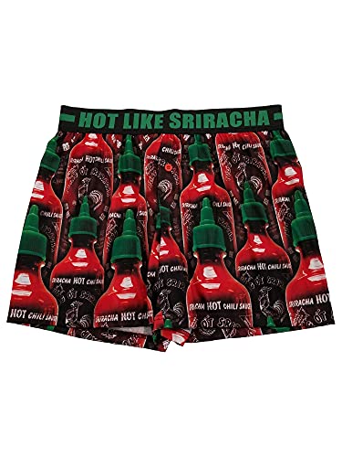 Sriracha Tuong Ot Mens Boxers Hot Chili Sauce Graphic Boxer Shorts (Medium)