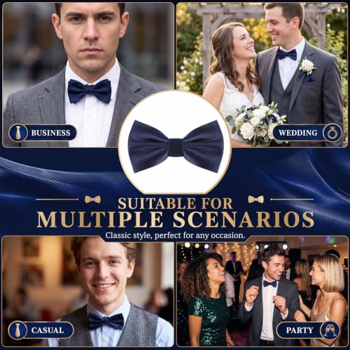 Image of Geyoga 2 Packs Bow Ties for Men Bow Ties Boys Bow Tie Costume Bow Ties Solid Clip on Bow Tie for Wedding Party