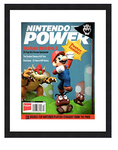 Nintendo Magazine Solid Wood Picture Frame - Complete with Acrylic, Backing, and White Mat - Display Magazines Measuring 8