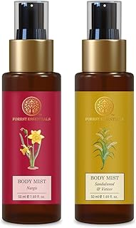 Forest Essentials Travel Size Body Mist Sandalwood & Vetiver| Luxury Earthy & Woody Fragrance | 50 ml & Travel Size Body Mist Nargis| 50 ml Combo-picture-52