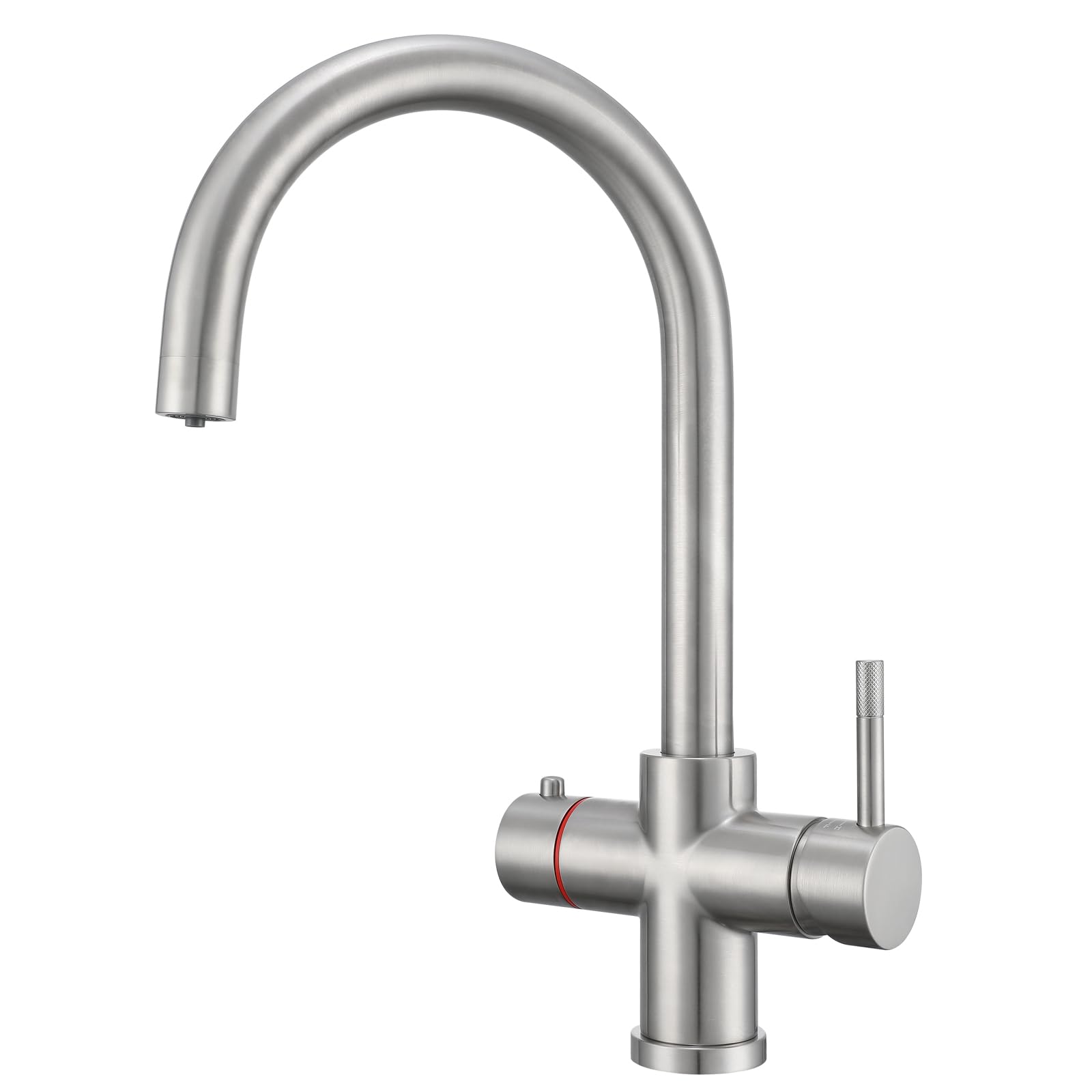 Yamataro 4 in 1 Hot Water Tap Boiling Water Kitchen Tap Support Boiling,Filtered,Hot and Cold Water Brass Brushed Nickel Boiling Tap Only (Boiler and Filter Not Included)