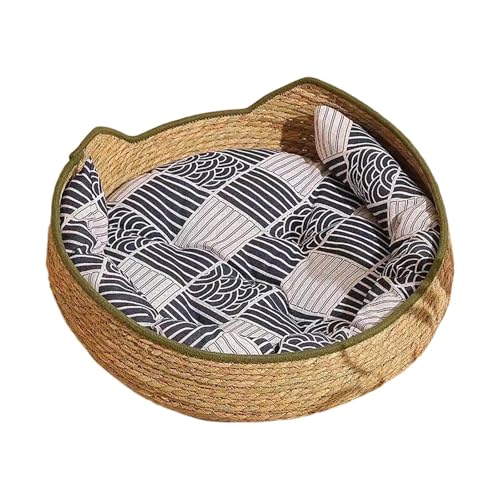 Generisch 2026 Cama para gatos, tejida, lavable, con cojín, linda cama para gatos para interiores y exteriores, viajes de invierno, camping, escritorio, mesita de noche, sofá, habitación (D, 34 x 13