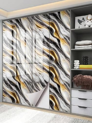 Image of Kitchen Cabinets Marble Wallpaper Roll for Home & Kitchen Decor - Oil Proof Waterproof Self Adhesive Wall Paper Sticker for Floor Tiles, Countertop, Cupboard, Drawer (60 * 200 cm) (51, 10)