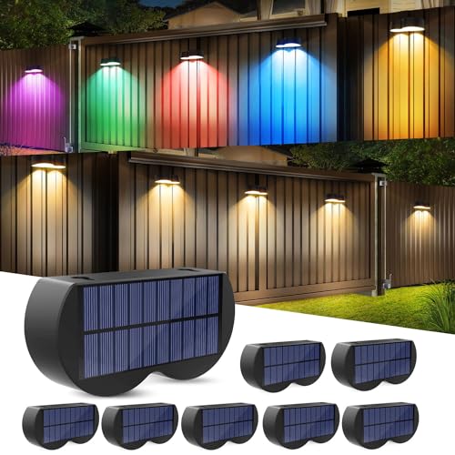 Amiluo Solar Fence Lights Warm White & 8 RGB Fixed Color, Solar Outdoor Wall Lights Waterproof IP65, Color Glow Lights Outdoor Solar Deck Lights for Patio Yard Step Xmas Holiday Decor, 8 Pack Amiluo Solar Fence Lights Warm White & 8 RGB Fixed Color, Solar Outdoor Wall Lights Waterproof IP65, Color Glow Lights Outdoor Solar Deck Lights for Patio Yard Step Xmas Holiday Decor, 8 Pack