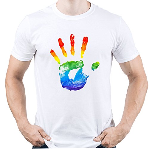 LGBT Flag Gay Pride Camiseta para Hombre Blanco M