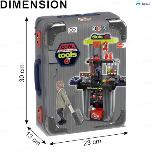 Image of FunBlast Kids 2 in 1 Tool Kit Suitcase with Workbench - Pretend Play Tool Set for Boys, Portable Engineer Toy with Tools, DIY Construction Playset Gift for Kids 3-8 Years (Big-42 Pcs)