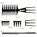 BlueZOO Salon Barbers Comb 3 in 1 Fish Tail Bone Shape Hair Extensions Styling Detangling Coloring Comb for Slicked-back Undercut Mohawk Bowl Cut Quiff