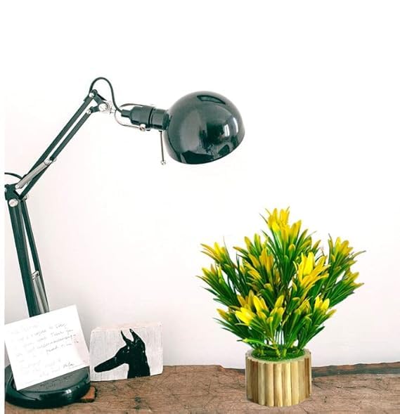 Image of Artificial Plant with Wooden Pot for Home Decor, Real Look Mini Fake Plant for Table, Office Desk & Living Room Decoration (22.5 CM, Green)