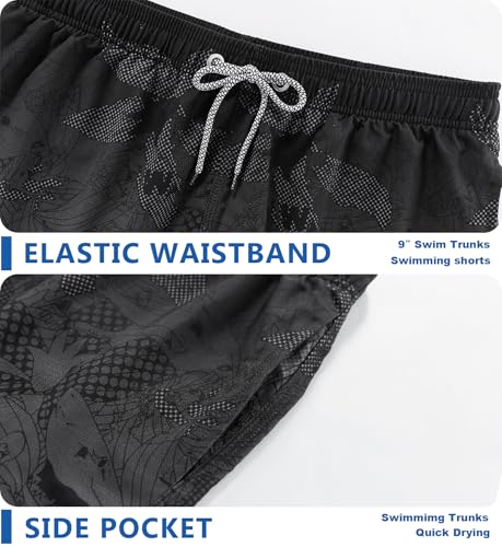 Image of APTRO Men's Long Swim Trunks with Mesh Lining Beach Bathing Suits Board Shorts Swimwear with Pockets and No Mesh