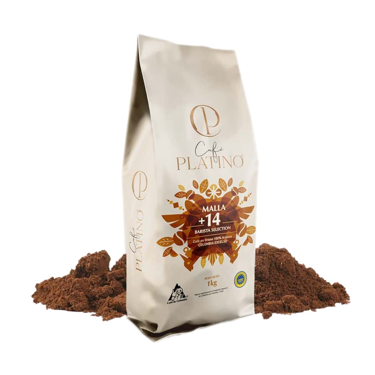 Café Platino - Café Molido de Colombia Excelso Tostado 1Kg - 100% Arábica - Malla +14 Barista Selection