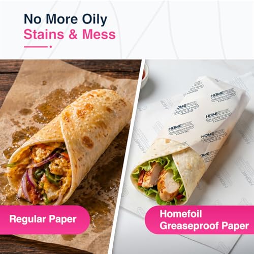 Image of HOMEFOIL Greaseproof Food Wrapping Paper Roll 40 Meter | Butter Paper | Oil Resistant | Food Grade | Microwave & Oven Safe | Ideal for Chapati, Roti Wrapping, Sandwich & Lunch Box