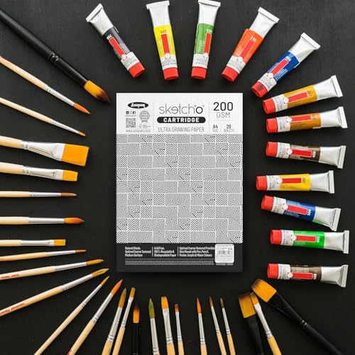 Image of Anupam Sketch-O Ultra Artist Drawing Paper A4, 40 Pages, 200GSM, Durable Acid Free Drawing Paper Drawing Loose Sheet for Artists Kids & Professionals for Marker Colored,Pencil Charcoal (Pack of 2)