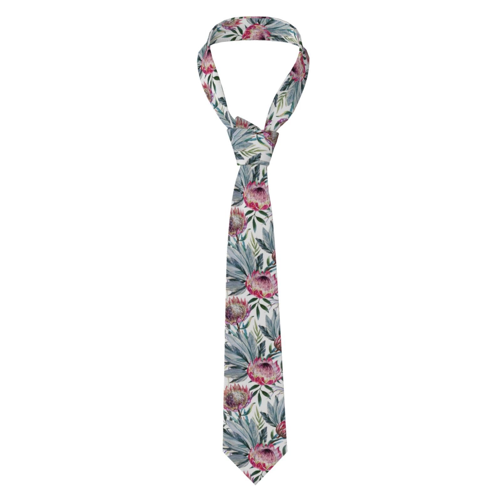 gawuoab Protea Pattern Mens Ties Neckties Polyester Novelty Skinny Tie