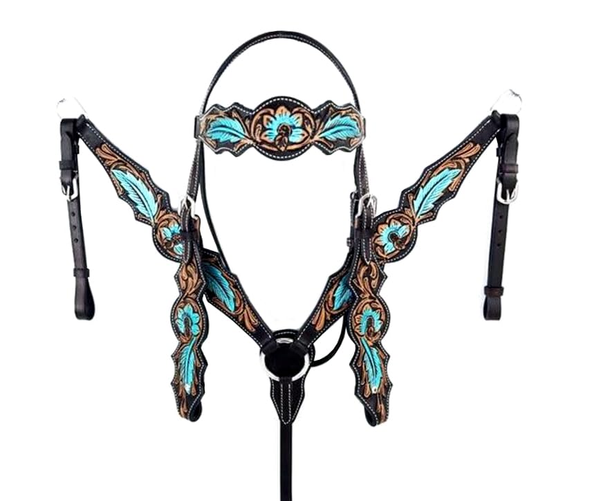 Collier De Poitrine Western En Cuir à Bride Florale - Style Horse, Neuf