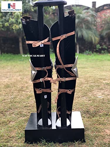 Image of Medieval Knight Steel Full Leg Armor Halloween Costume