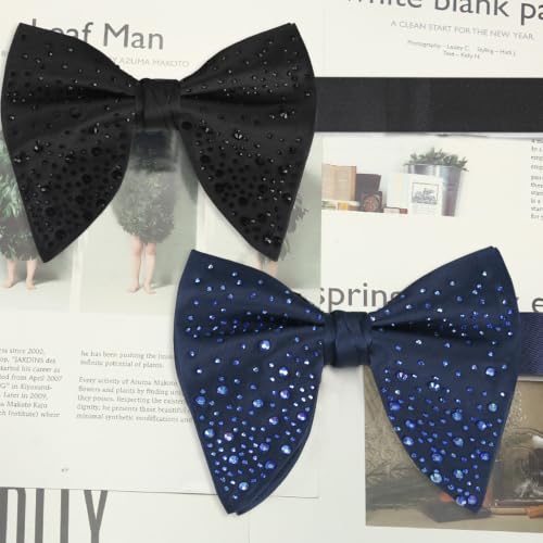 Image of Alizeal Velvet Pre-tied Adjustable Bow Tie for Men Oversize Formal Solid Tuxedo Bowtie