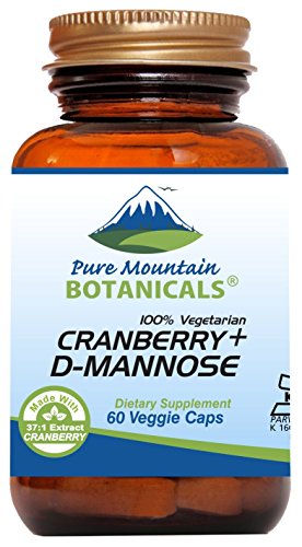 Cranberry D Mannose Capsules - 60 Kosher Vegan Caps - 1000mg D Mannose with Cranberry Concentrate Plus Vitamin C