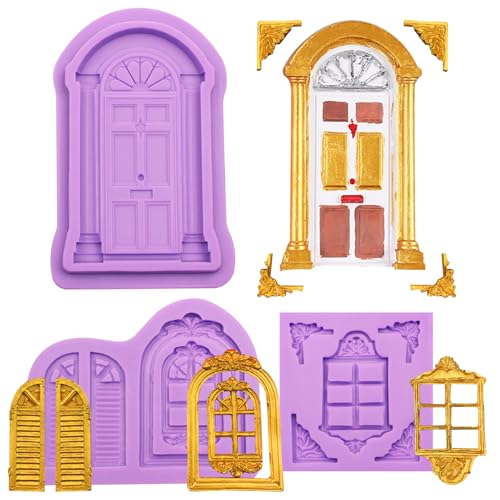 La Mejor Recopilación de Moldes para pastas de esta semana. 48 Moldes de silicona para ventana, moldes de chocolate para puerta para decoración de pasteles, cupcakes, pasta de goma de azúcar, arcilla polimérica para manualidades, juego de 3