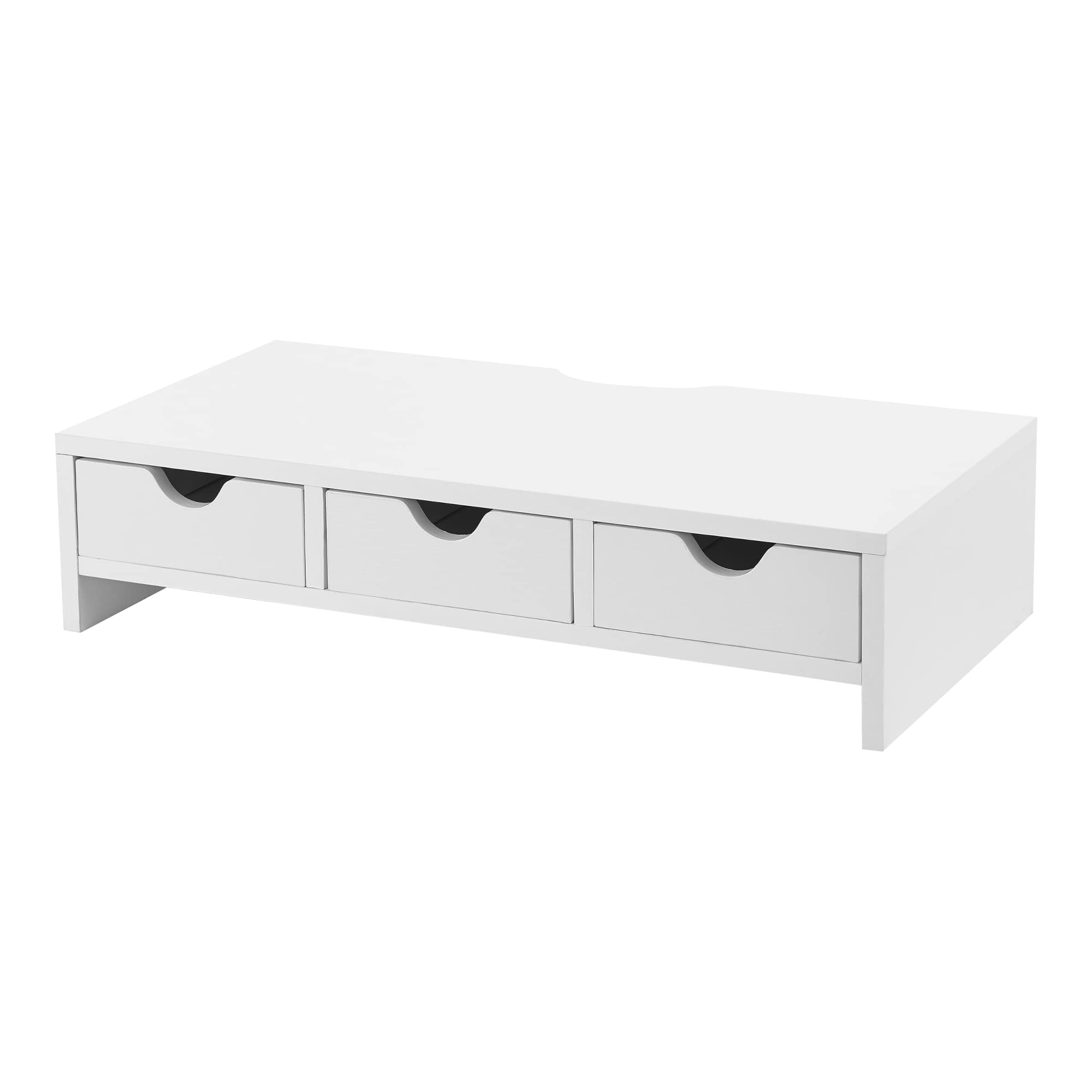 [en.casa] Supporto per Monitor con 3 Cassetti (AxLxP) 12 x 51 x 25 cm Rialzo per Schermo PC Stand da Scrivania - Bianco