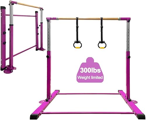 Kip Bar de gimnasia, para niños y niñas de 3 a 15 años, altura ajustable de 3 a 5 pies, equipo de gimnasio en casa, entrenamiento en casa, 1-4