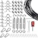 String Light Hanging Kit with 150 FT Coated Stainless Steel Cable | Heavy-Duty & Easy to Install Guide Wire Globe String Light Suspension Kit (Black)