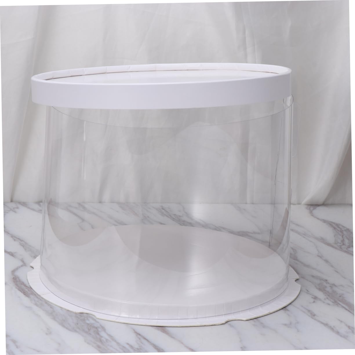 Veemoon Transparent Plastic Round Cake Box White Single Layer Cake Packaging Organizer for Desserts for Home and Bakery Use for Parties