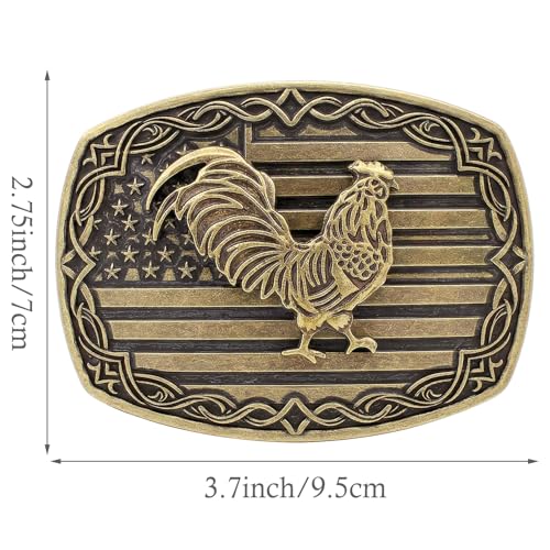 Image of HUABOLA CALYN Long Horn Bull Belt Buckles for Men Women American Flag Texas Star Belt Buckles