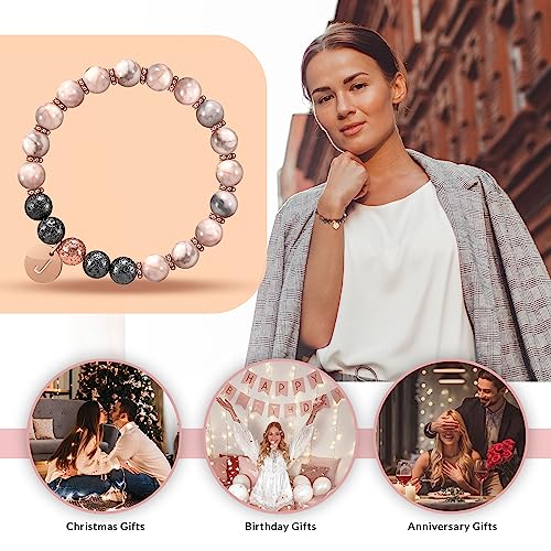 Image of Btysun Initial Bracelets for Women, Graduation Gifts for Daughter Her Teen Girls Gifts Trendy Stuff Stocking Stuffers Letter A-Z Beaded Bracelet Sister Mom Birthday Gift Female Christmas Jewelry