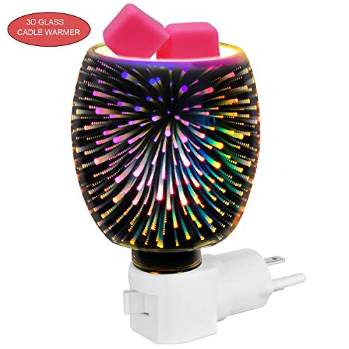 Ionlywax Candle Warmer Electric Plug-in 3D Glass Wax Melt Warmers Essential Oils Warmers