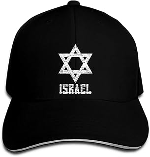 Berretto da Baseball Uomo Bianco Israel Star Men Funny Casual Men Snapback Cappello con Visiera alzato Regolabile Stampato Cappello Visiera Regalo