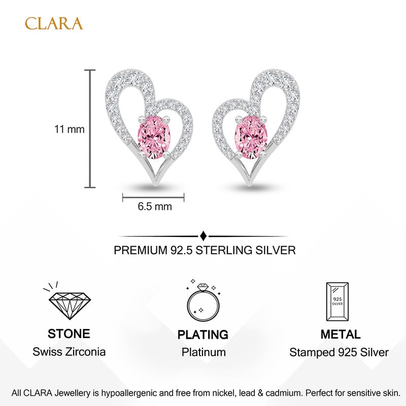 Image of CLARA 925 Sterling Silver Stud Earrings | Platinum Plated | Daily Wear |Gift for Women and Girls