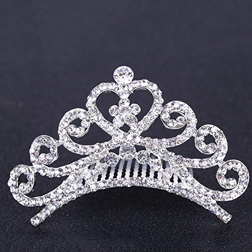 Preisvergleich Produktbild Haarschmuck Für Damen Krone, Märchenprinzessin Königin Krone Silber Haarkamm Hohlen Herzförmigen Blumenkristall Stirnbänder Für Mädchen Haarschmuck Braut Hochzeit Geburtstagsfeier Prom Halloween