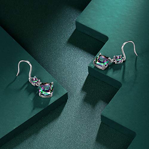 Hipunk 925 Sterling Silver Mystic Fire Topaz Women Necklace/Earrings Crystal Mystic Rainbow Topaz Jewelry Birthday Jewellery4