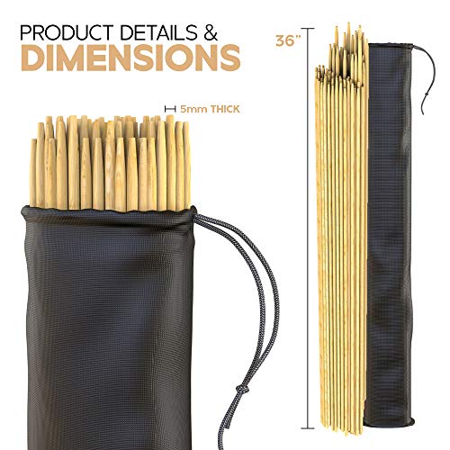 Marshmallow Smores Roasting Bamboo Sticks 200-Pack Extra Long - Safe For Kids Design 36 Inch, 5Mm Thick Wooden, Disposable Biodegradable Skewers Outdoor Bbq/Firepit, Hot Dogs, Kebab, S'mores (200) #TOP1