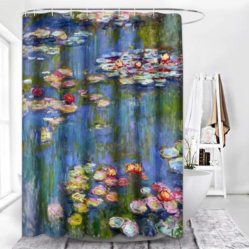 Rideau de douche polyester imperméable 182x182 ArtSocket Water Lilies - 8