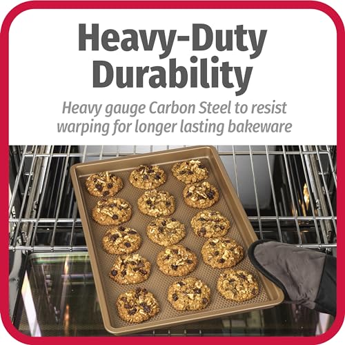 GoodCook BestBake Nonstick Textured Carbon Steel Cookie Sheet, 11" x 17", Large Baking Sheet, Even Heating, Scratch-Resistant, Non-Toxic, Durable, Ideal for Baking and Sheet Pan Dinners - Image 2