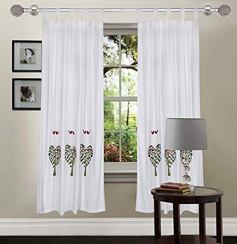 Image of LINENWALAS Cotton Curtains for Doors 7 Feet Set of 2, Linen Textured Doors Curtains for Home Decor, Hangs Elegantly with Back Loops (4.5ft x 7ft, Multi)