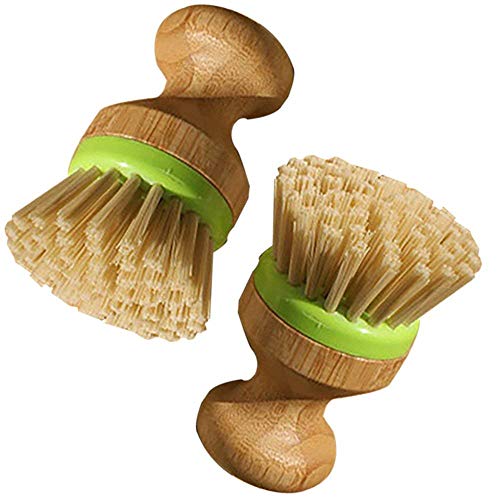 Cepillo para lavar platos de redondo cepillo de madera vajilla utensilios de cocina olla sartén cepillo de limpieza 2 pcs