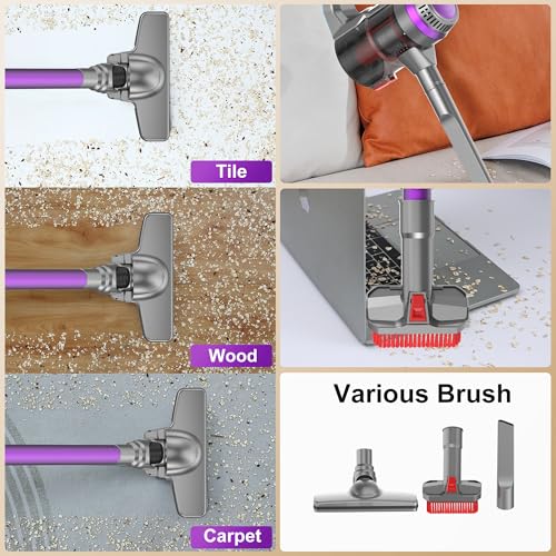 Cordless Stick Vacuum Cleaner, Handheld Rechargeable Lightweight Small Vac Electirc Broom Dust Catcher for Hardwood Floors Carpet Pet Hair Litter Home Clean, Detachable Battery