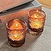 WDHODEC Glass Votive Candle Holders Amber Set of 12, Tea Lights Candle Holder for Wedding Table, Votives for Birthday Christmas Party Decor